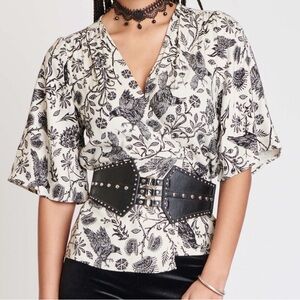 MIDNIGHT HOUR Crow Wrap Blouse NWT